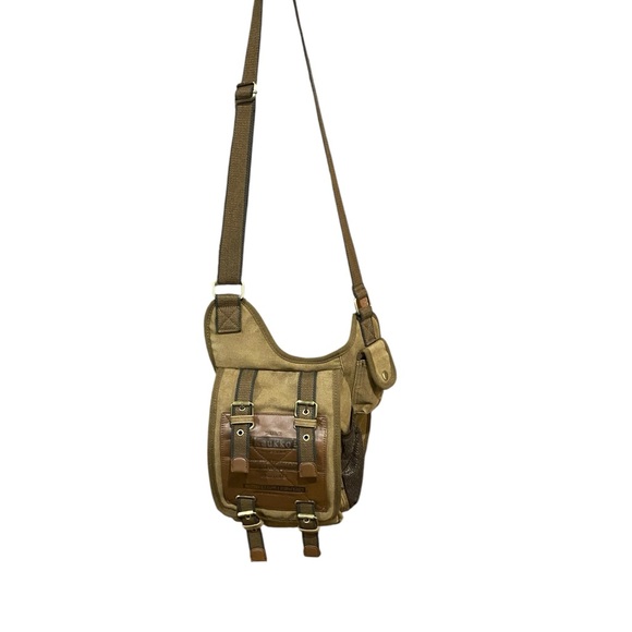 KAUKKO Men’s Canvas Shoulder Messenger Bag Leather and Canvas - Picture 1 of 8